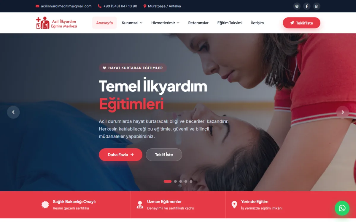 Acil İlkyardım Sitesi web sitesi ekran görüntüsü