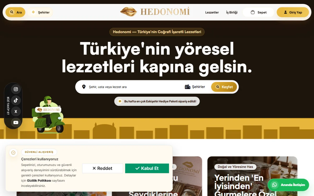 Hedonomi web sitesi ekran görüntüsü